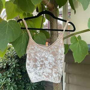 Velour Cream Cropped Tank - Urban Outfitters